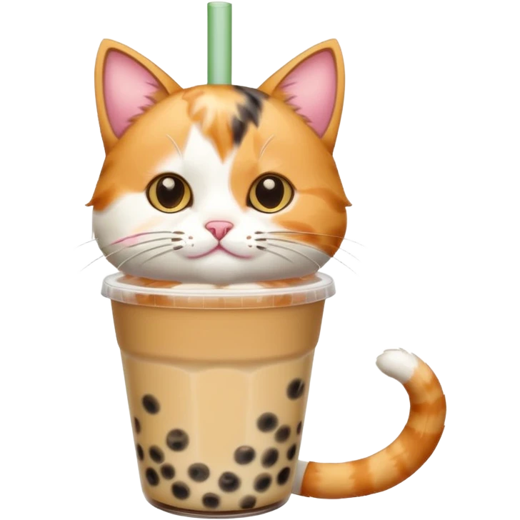 Cat drinking bubble tea emoji