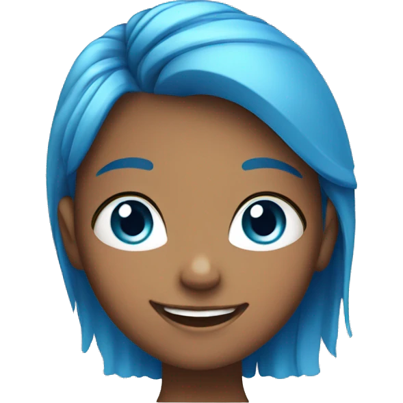 Smiling girl with multi colored hair and blue eyes emoji