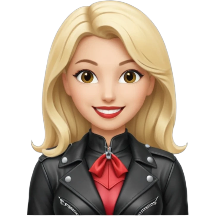 Dominatrix with blonde hair, leather outfit emoji