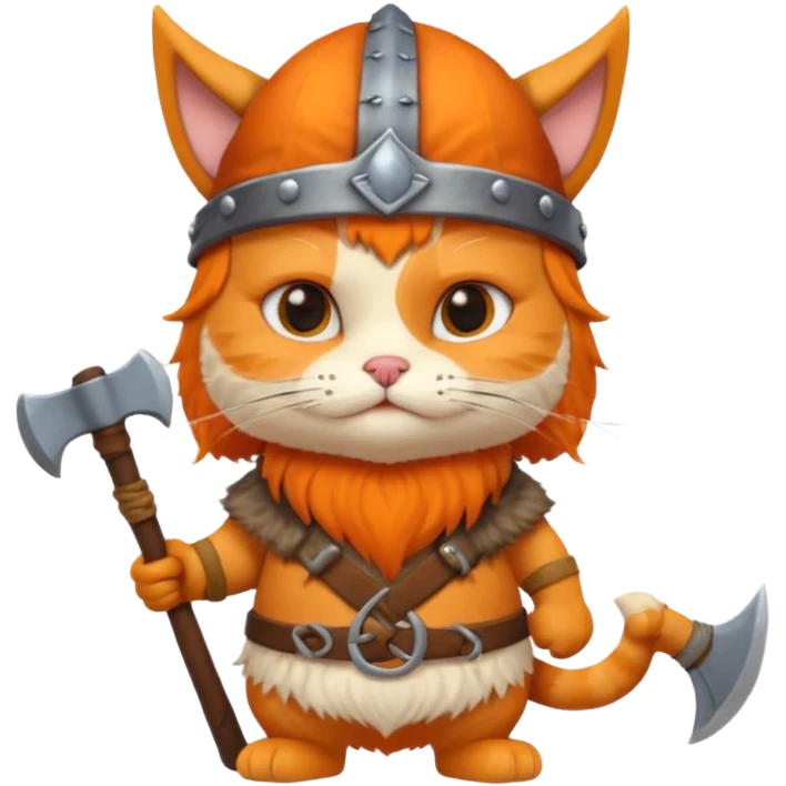Viking Cat in viking hat holding tiny axe emoji