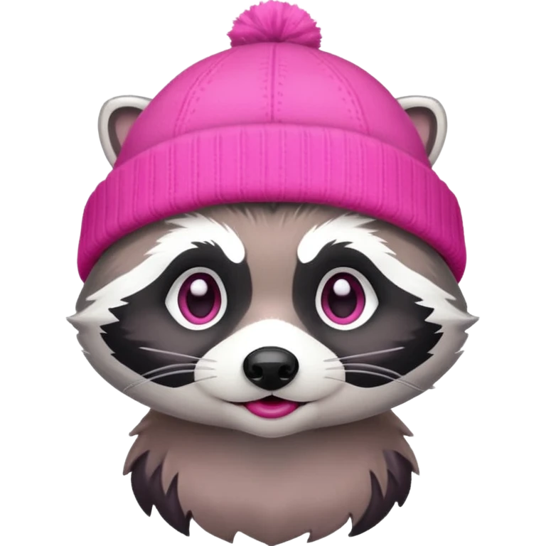 racoon with pink and white beanie emoji