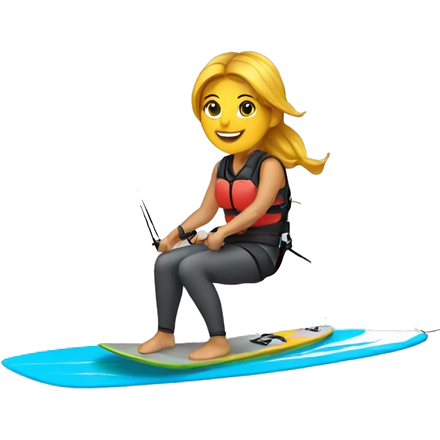 female kitesurfer on small kiteboard emoji