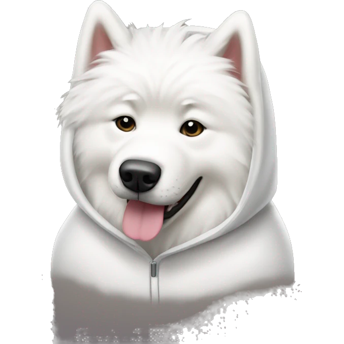 Samoyed dog wearing hoodie emoji