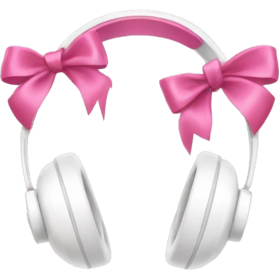 White headphones with pink bows emoji