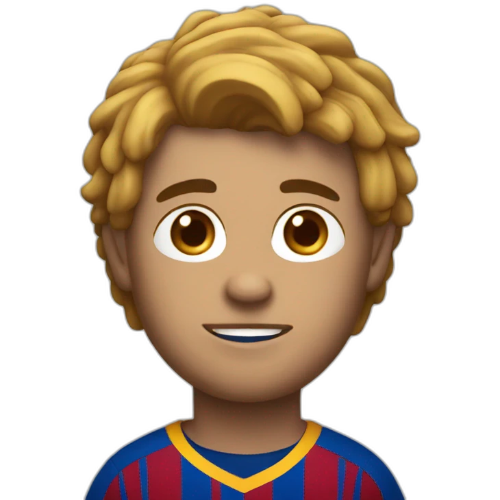 Guy wearing barcelona jersey playing soccer emoji