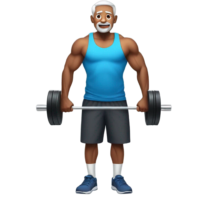 Older healthy person lifting weights emoji