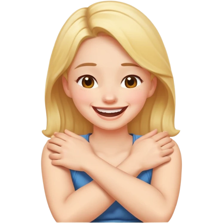arms crossed holding neck laughing girl emoji