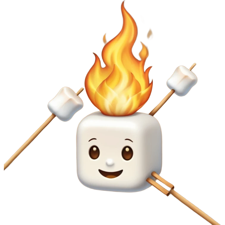 Marshmallows roasted on fire, skewered emoji