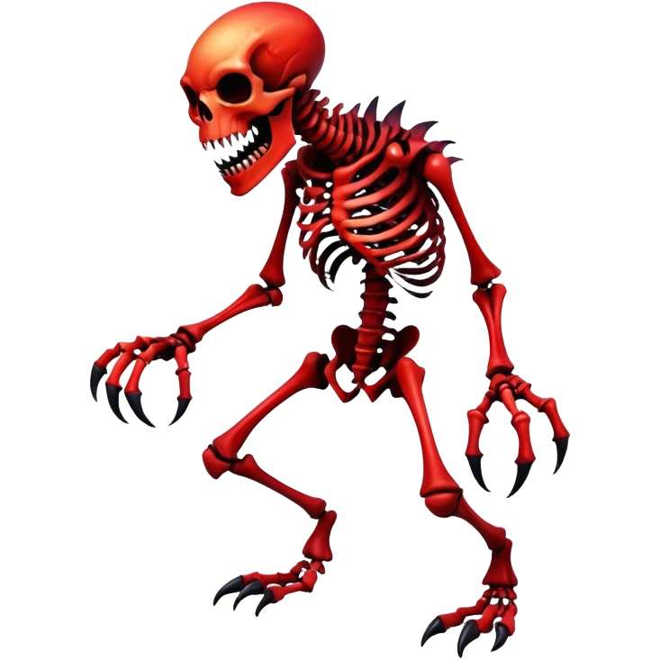 A black and red gradient epic shiny cool edgy skeletal monster-creature, full body emoji