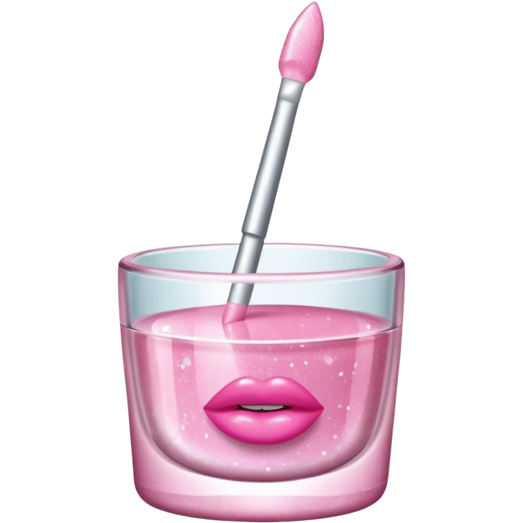 baby pink glittery lip gloss glass container  emoji