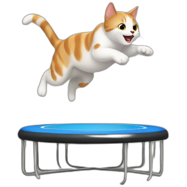 Cat jumping on a trampoline emoji