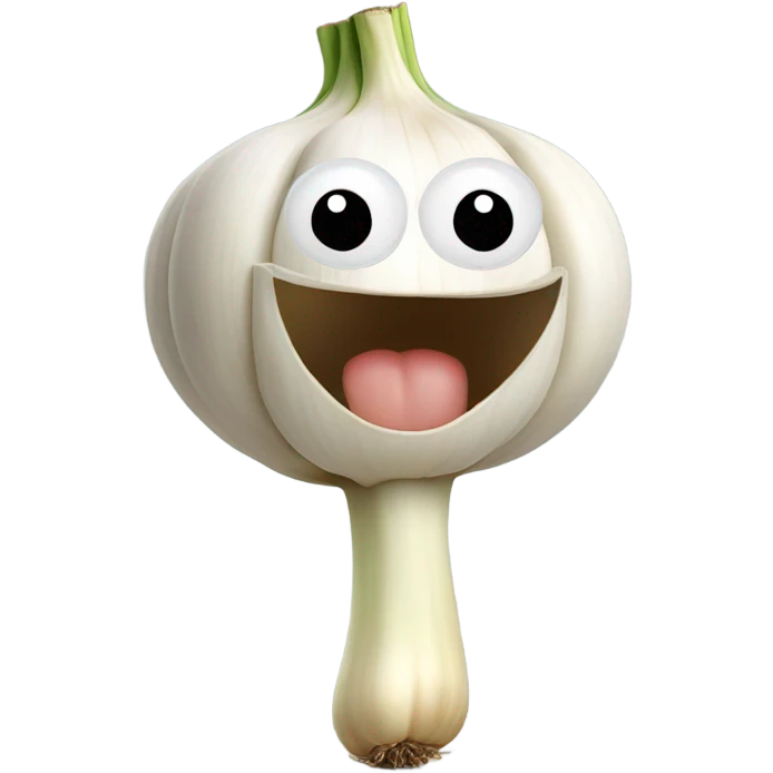 happy garlic with hands up emoji