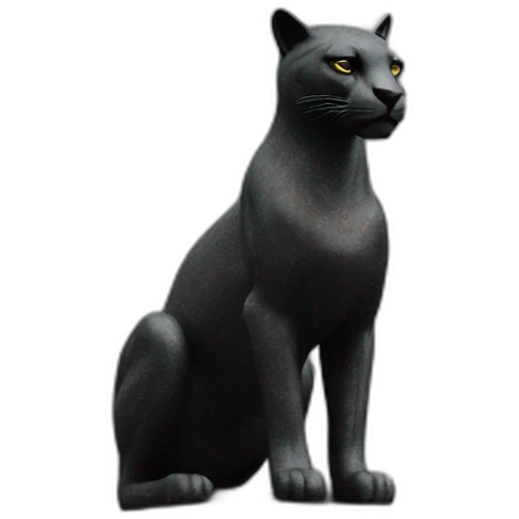 modern statue of a black puma on a golden glittering pedestal, zoomed-out view of the entire statue, 4K resolution emoji