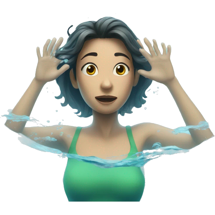 cartoon woman disappearing under the water emoji