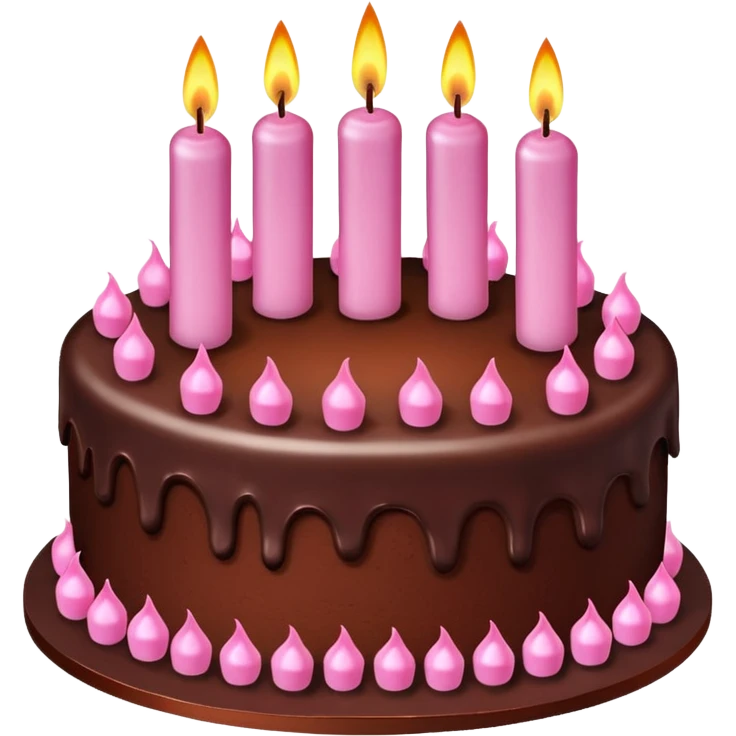 Create a chocolate birdthay cake with pink candles emoji