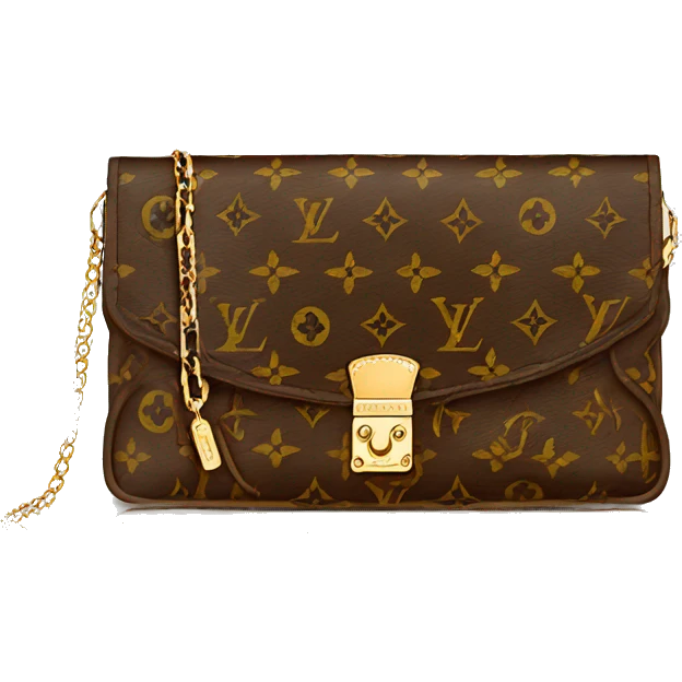 Louis Vuitton long flat shoulder bag with chain attached emoji