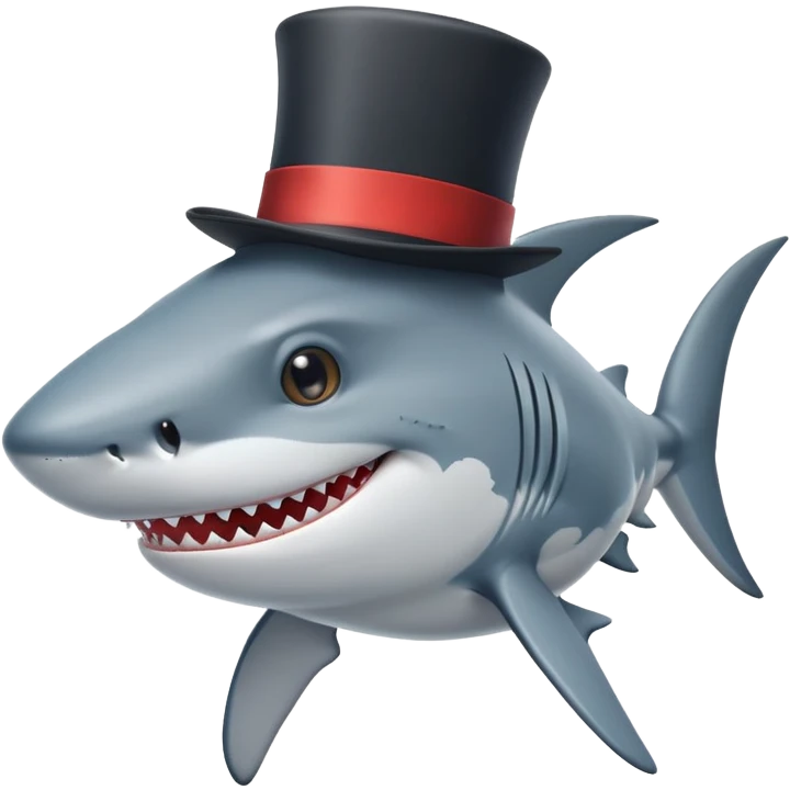 Shark with a top hat emoji
