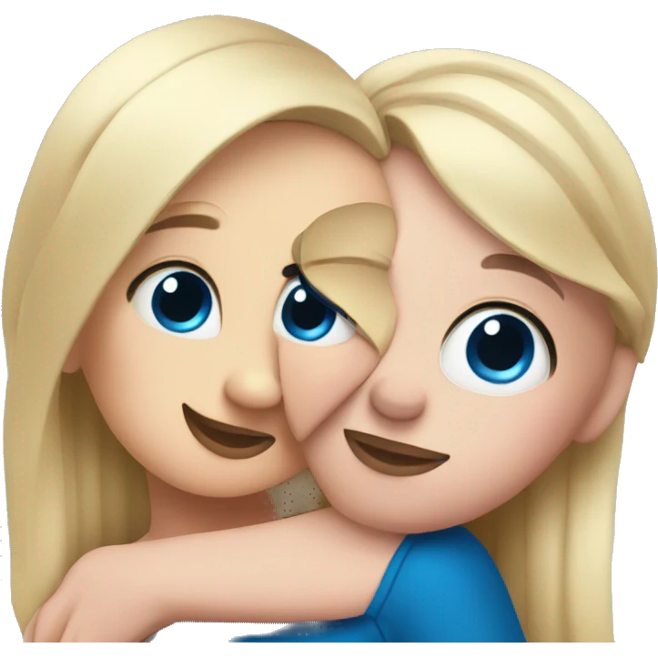 Pig hugs blonde women with blue eyes emoji