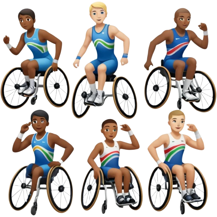 paralympic games with disable athletes with the olypic rings emoji
