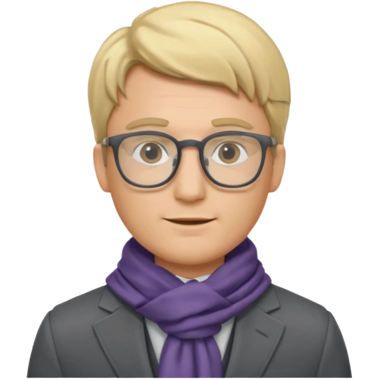 gray scarf male blond hair with suit glasses emoji