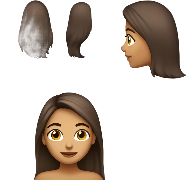 chica de piel clara pero morena pelo medio liso castaño (rubio oscuro) ojos marrones y pestañas largas emoji