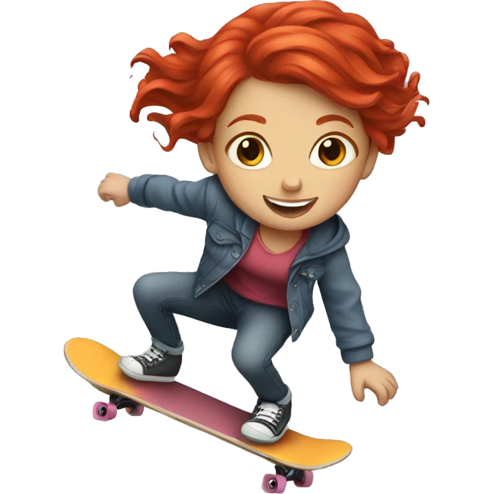 A red hair girl do skateboarding  emoji