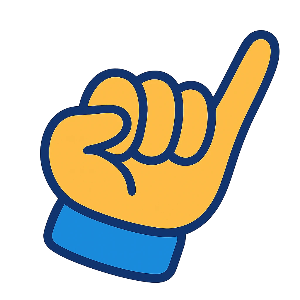cartoon hand with the pinky finger pointing outward, playful style emoji