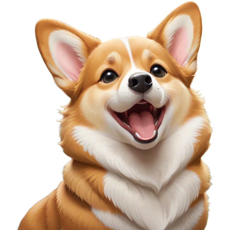 Cinematic Cute Yawning Fawn Corgi Portrait Emoji, Head tilted slightly with a dramatic, wide-open yawn, showcasing a smooth fawn coat with bold white markings, short ears slightly drooping, round brown eyes barely open in drowsy contentment, Simplified yet irresistibly adorable features, highly detailed, glowing with a soft, cozy glow, high shine, relaxed yet expressive, stylized with a touch of whimsy, bright and endearing, soft glowing outline, capturing the essence of a sleepy yet affectionate herder, so drowsy it feels like it could stretch right out of the screen and curl up for a nap! emoji