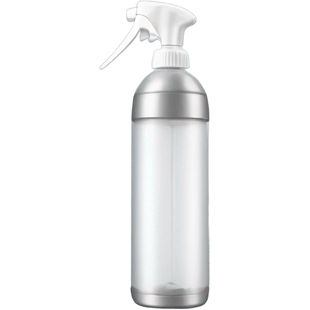 A handheld plastic spray bottle with a transparent container, featuring a long, thin stainless steel nozzle extending from the front of a white handle. emoji