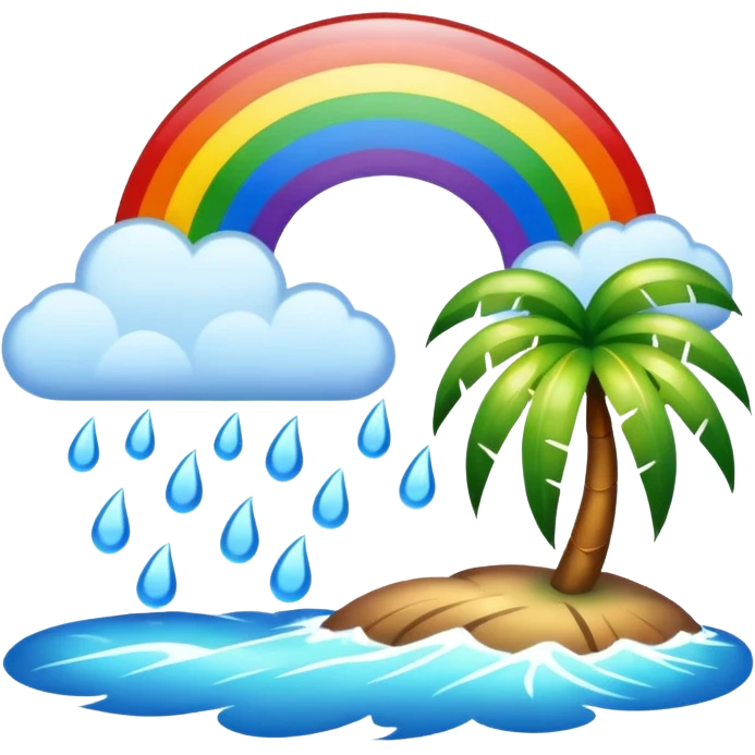 Tropical rainstorm with a rainbow  emoji