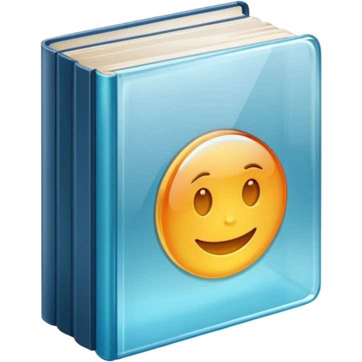 Transparent clear book made of glass emoji