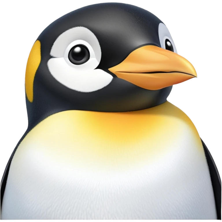cinematic-cute-emperor-penguin-portrait-emoji,-head-tilted-playfully-and-inquisitively,-with-glossy,-pristine-plumage-accented-by-a-bright-beak-and-round,-sparkling-eyes-filled-with-curiosity,-simplified-yet-irresistibly-adorable-features zoomed into the face emoji