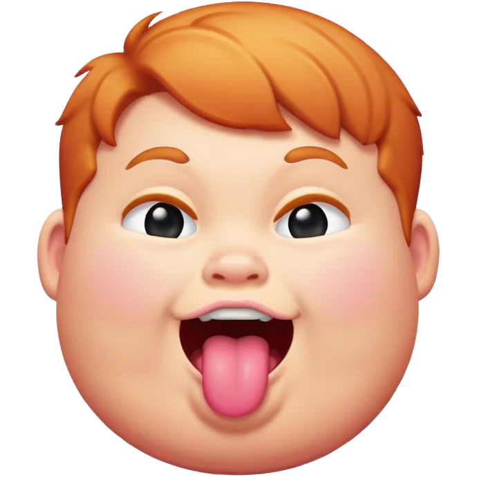 make an emoji of a chubby ginger kid with pink cheeks sticking his tongue out in a jokingly manner  emoji