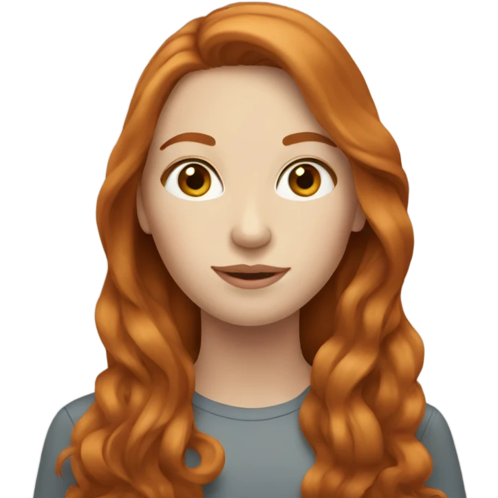 pale pretty woman with long ginger-brown hair emoji