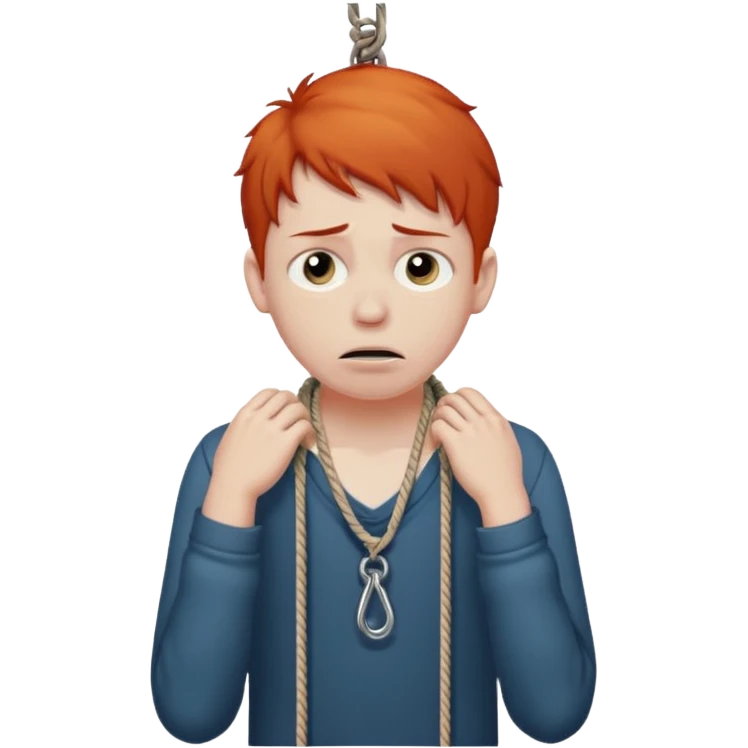 red headed boy hanging by his neck from a noose emoji
