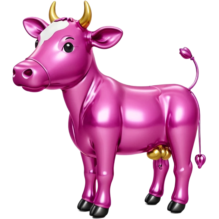   jeff koons style vinyl balloon girl cow sculpture  emoji
