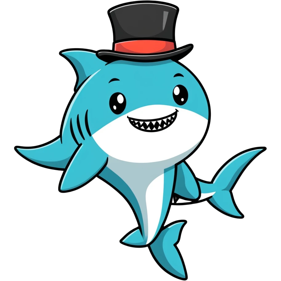 Shark with a top hat emoji