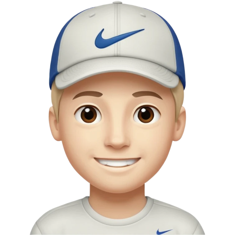 Quiero un emojis con una cara de niño con uno gorra de lado de Nike y sonriendo como los emojis de iPhone  emoji