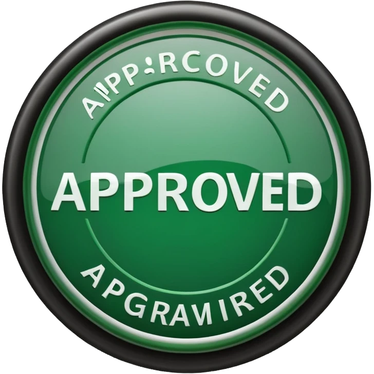 approval ink stamp in green, It needs to say the words "Approved"  emoji