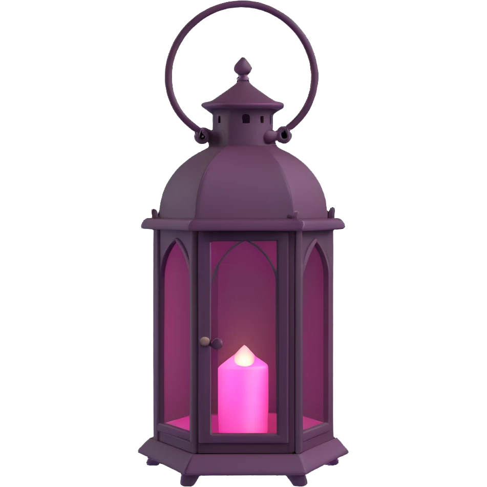minimal 3D gothic lantern with pink glass, simple and dark emoji