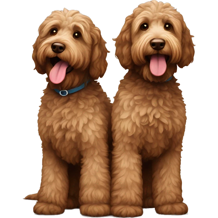 Tan and brown labradoodles standing together emoji