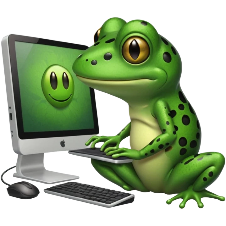 frog png with desktop computer works deeply emoji