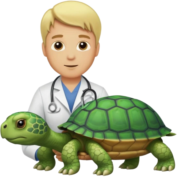 blonde man veterinarian with turtle emoji