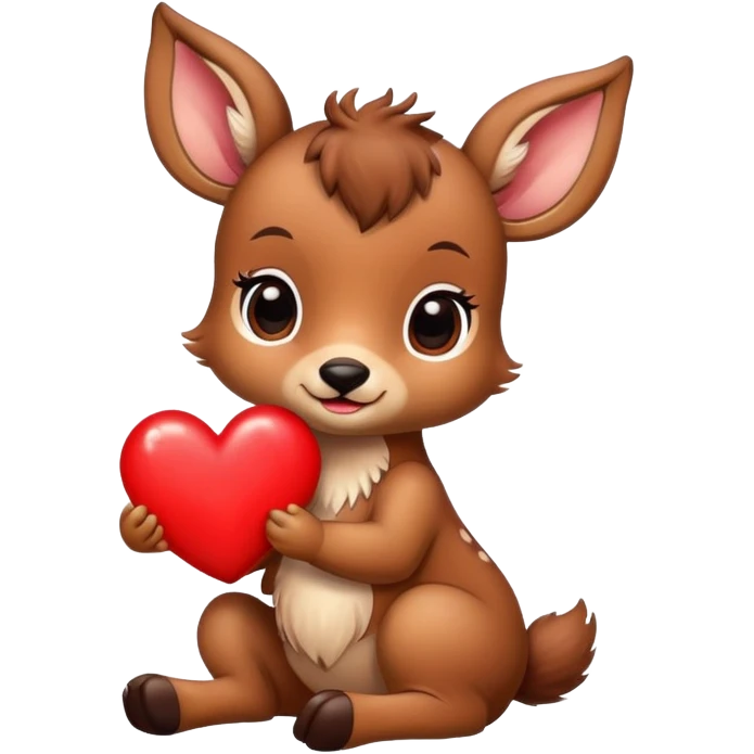 Cute baby deer holding a heart emoji