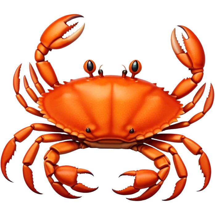 A crab with a fierce face snaps its claws, guarding its turf with serious crustacean energy emoji