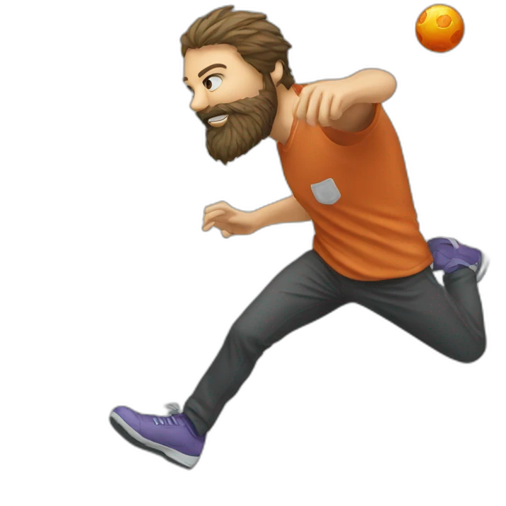 man with beard kicking virus as ball emoji