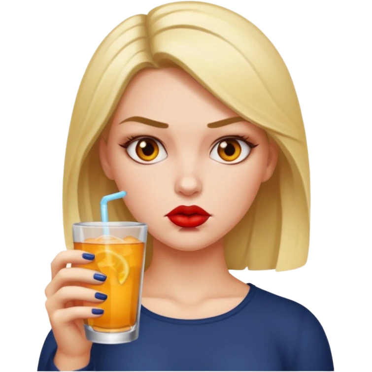 Hot girl sipping a drink looking mean emoji
