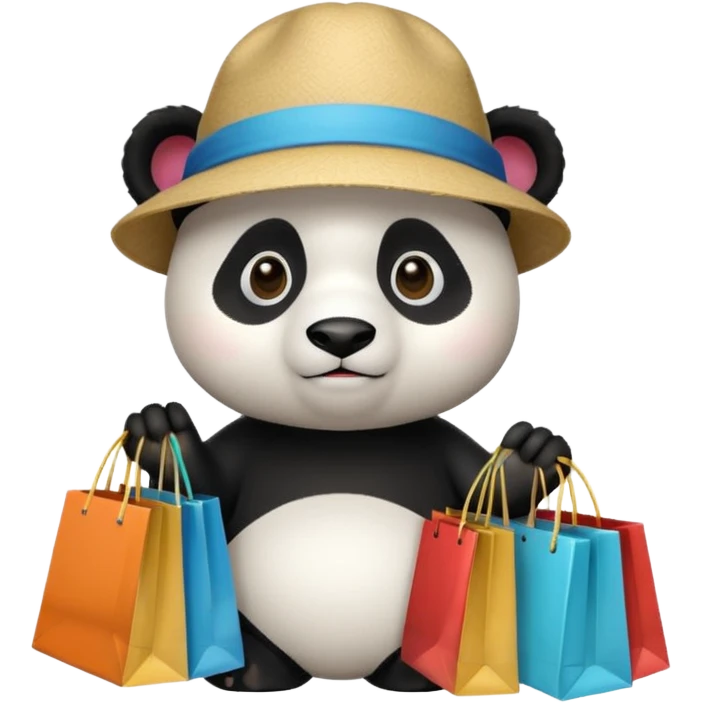 Panda shopper with bags too the mall  emoji