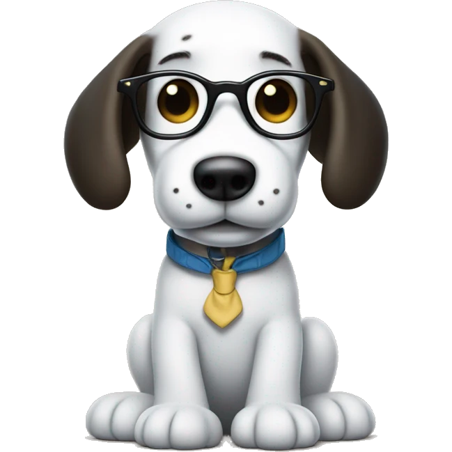 Snoopy the dog from Charlie Brown wearing glasses and a Joe Cool shirt emoji