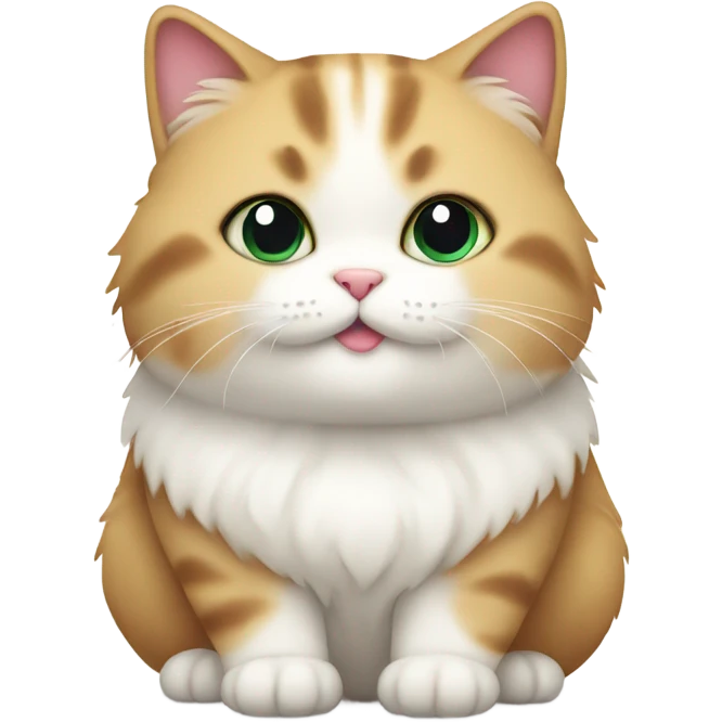 cute chubby fluffy cat with sweet white  emoji